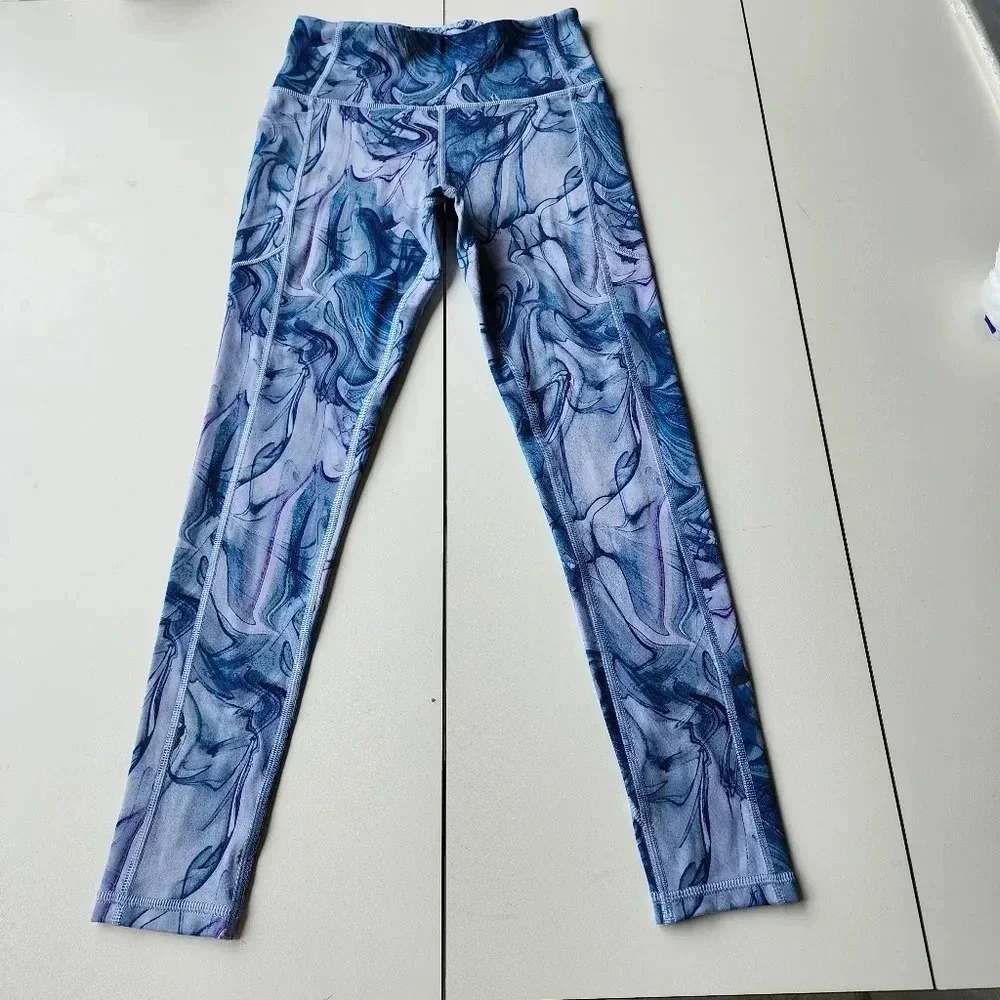 Victoria's Secret On Point Flow Leggings Women Blue Purple Marble Size 2 / 165